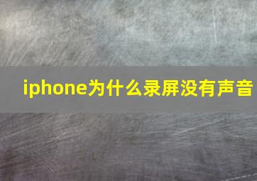 iphone为什么录屏没有声音