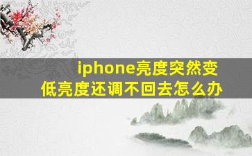 iphone亮度突然变低亮度还调不回去怎么办