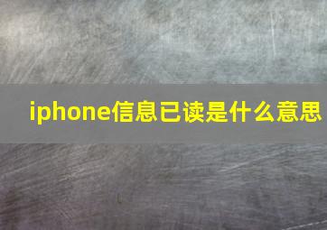 iphone信息已读是什么意思