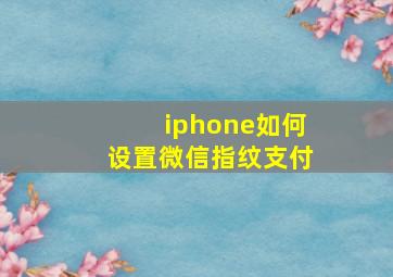 iphone如何设置微信指纹支付