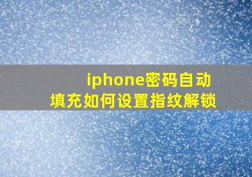 iphone密码自动填充如何设置指纹解锁