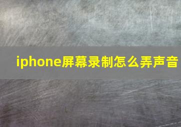 iphone屏幕录制怎么弄声音