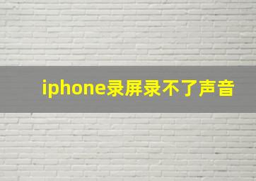 iphone录屏录不了声音