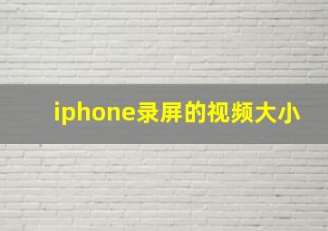 iphone录屏的视频大小