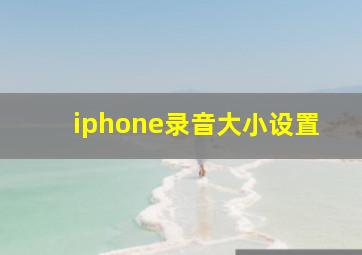 iphone录音大小设置