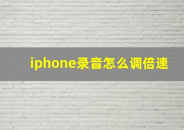 iphone录音怎么调倍速