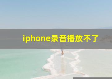 iphone录音播放不了