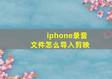 iphone录音文件怎么导入剪映