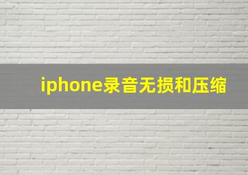 iphone录音无损和压缩