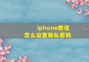 iphone微信怎么设置隐私密码