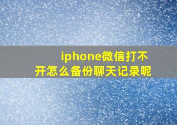 iphone微信打不开怎么备份聊天记录呢