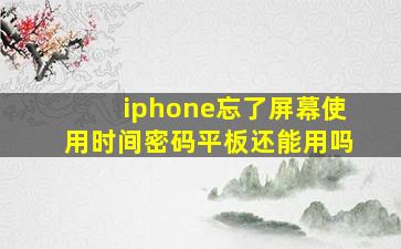 iphone忘了屏幕使用时间密码平板还能用吗