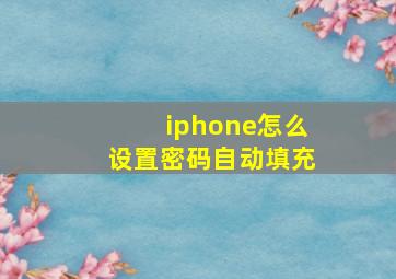 iphone怎么设置密码自动填充