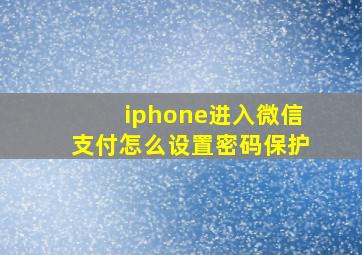 iphone进入微信支付怎么设置密码保护