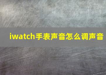 iwatch手表声音怎么调声音