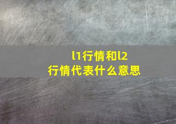 l1行情和l2行情代表什么意思