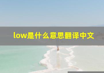 low是什么意思翻译中文