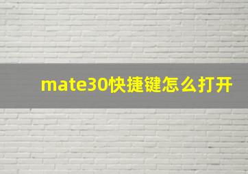 mate30快捷键怎么打开