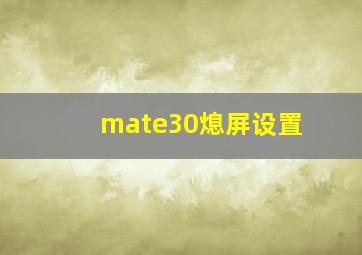 mate30熄屏设置