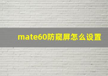 mate60防窥屏怎么设置