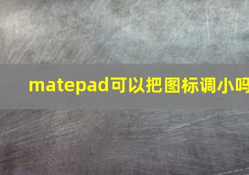 matepad可以把图标调小吗