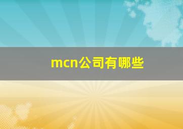 mcn公司有哪些