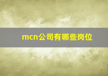 mcn公司有哪些岗位