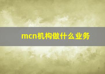 mcn机构做什么业务