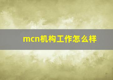 mcn机构工作怎么样