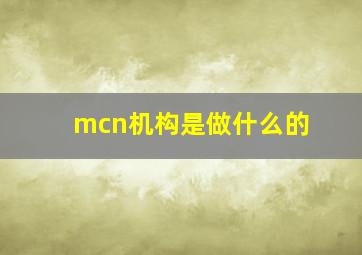 mcn机构是做什么的