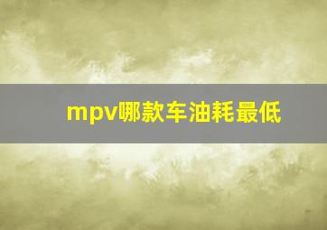 mpv哪款车油耗最低