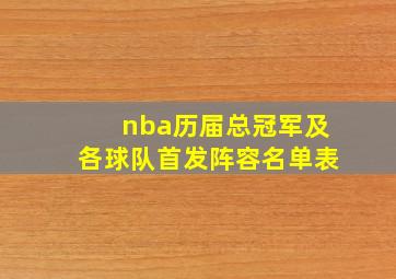 nba历届总冠军及各球队首发阵容名单表