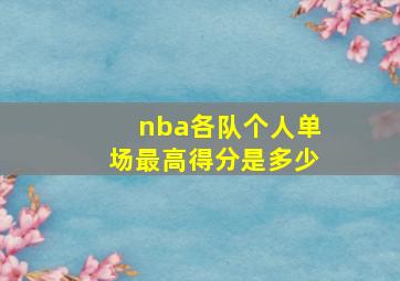 nba各队个人单场最高得分是多少