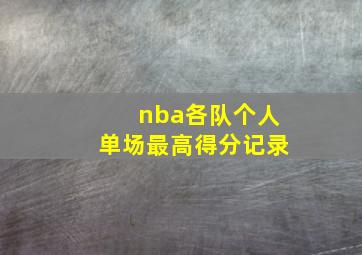 nba各队个人单场最高得分记录