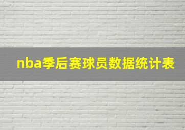 nba季后赛球员数据统计表