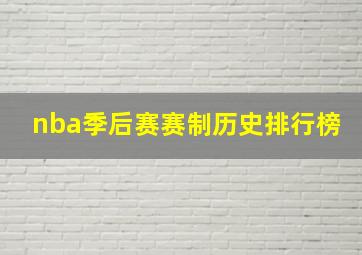 nba季后赛赛制历史排行榜