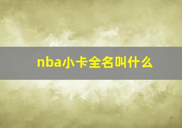 nba小卡全名叫什么