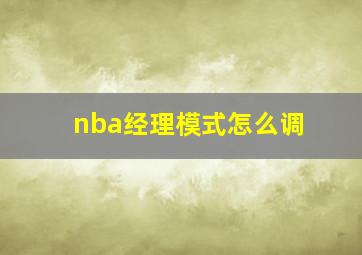 nba经理模式怎么调