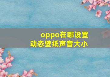 oppo在哪设置动态壁纸声音大小