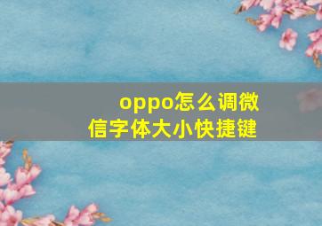 oppo怎么调微信字体大小快捷键