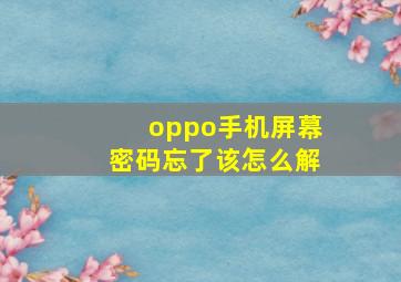 oppo手机屏幕密码忘了该怎么解