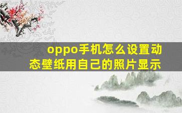 oppo手机怎么设置动态壁纸用自己的照片显示