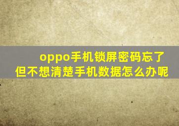 oppo手机锁屏密码忘了但不想清楚手机数据怎么办呢