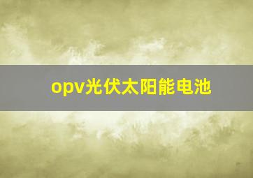 opv光伏太阳能电池