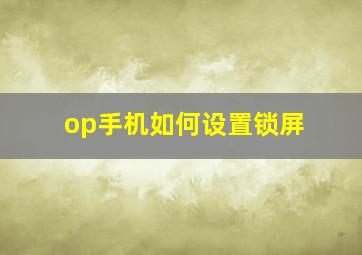 op手机如何设置锁屏