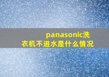 panasonic洗衣机不进水是什么情况