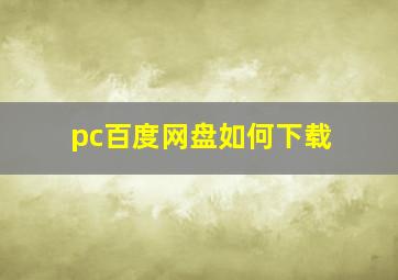 pc百度网盘如何下载