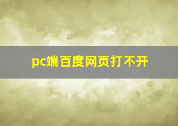 pc端百度网页打不开