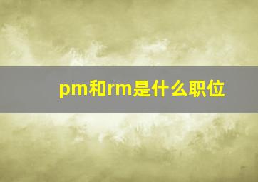 pm和rm是什么职位