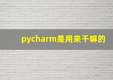 pycharm是用来干嘛的